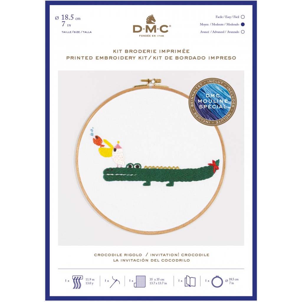 Invitation Crocodile Embroidery Kit, 10in x 10in