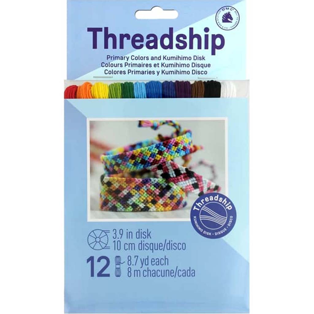 DMC Threadship 12pc Floss Pack W/Kumihimo Tool Primary, 6PK