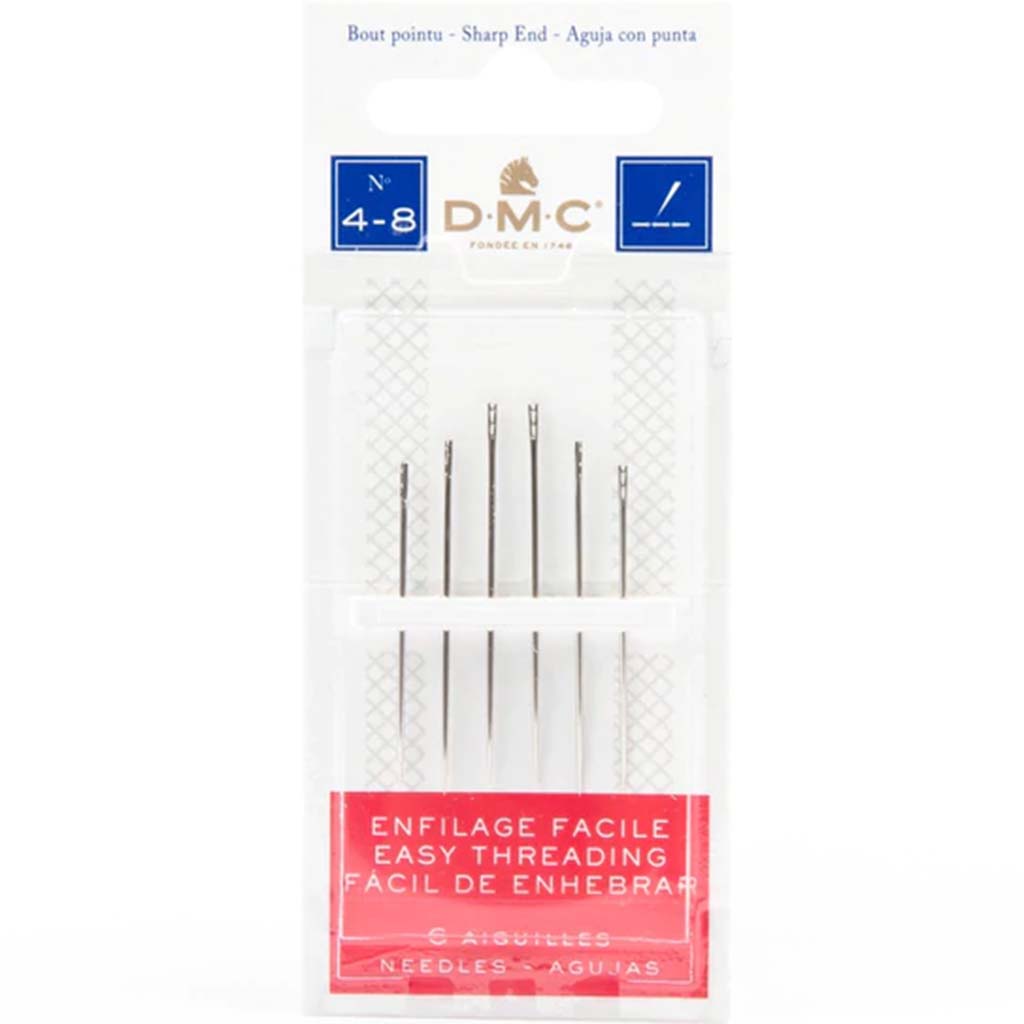 Dmc Easy Threading Needles Sharp Ends Size 4 to 8