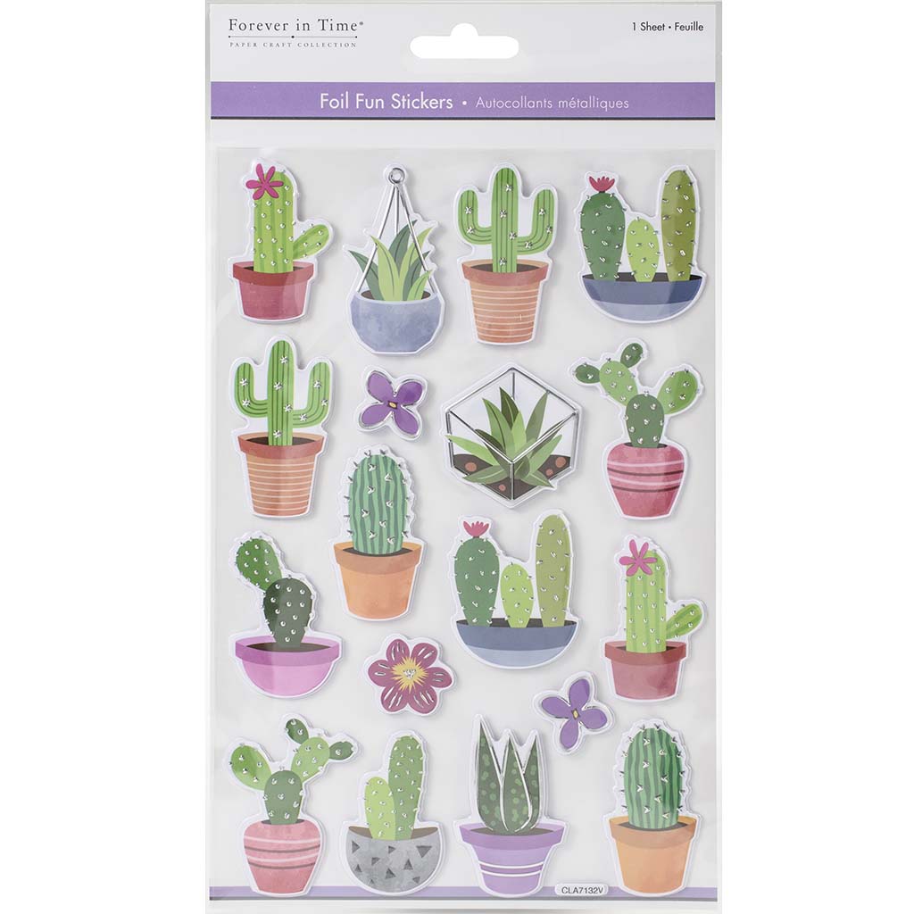 Paper Craft Sticker 5.5in x 8.25in Foil Fun, Succulents