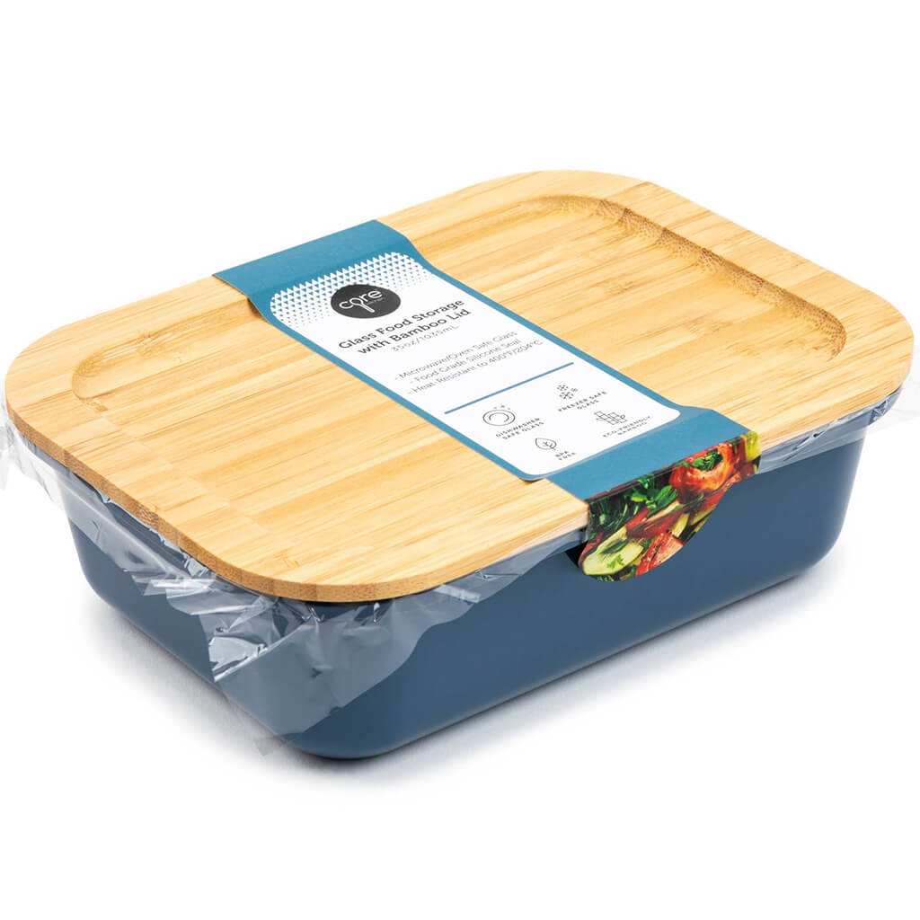 Concave Bamboo Colored Glass Container 7.80 x 5.87 x 2.68, 35oz