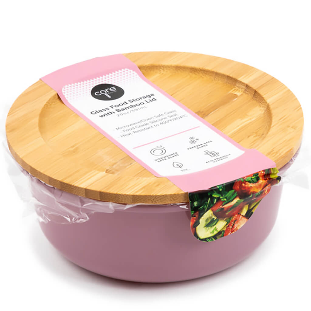 Concave Bamboo Colored Glass Container, 20oz