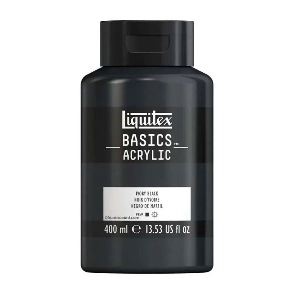 Liquitex Basics Acrylic Color 400ml (13.53oz) Squeeze Bottle Ivory Black S1