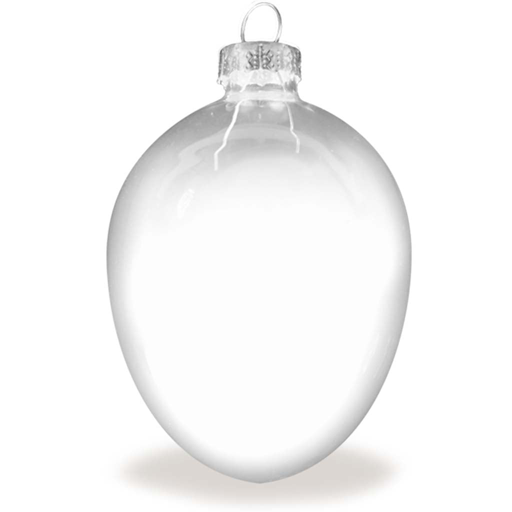 Seasonal Decor: 8Cm Diy Clear Ornament Glass Egg W/Metal Hanger
