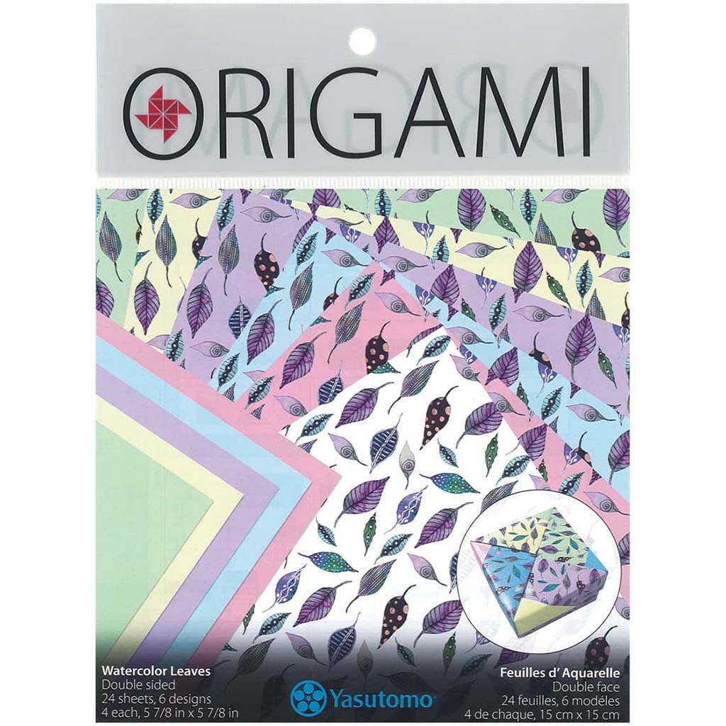 Origami Watercolor Leaves 5.88in, 24 Sheets