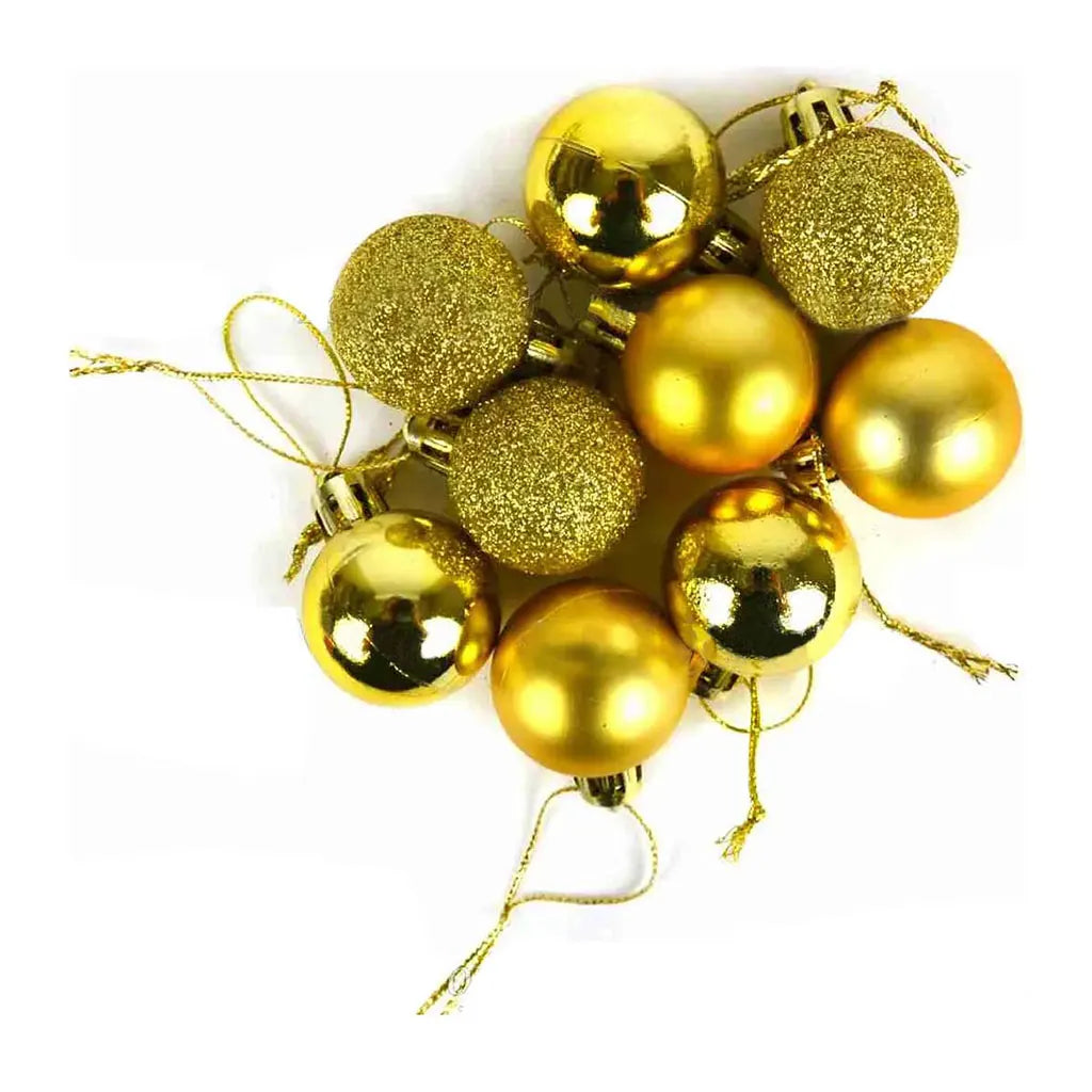 Touch of Nature 30mm Gold Mini Ornament Ball Assortments, 9pcs