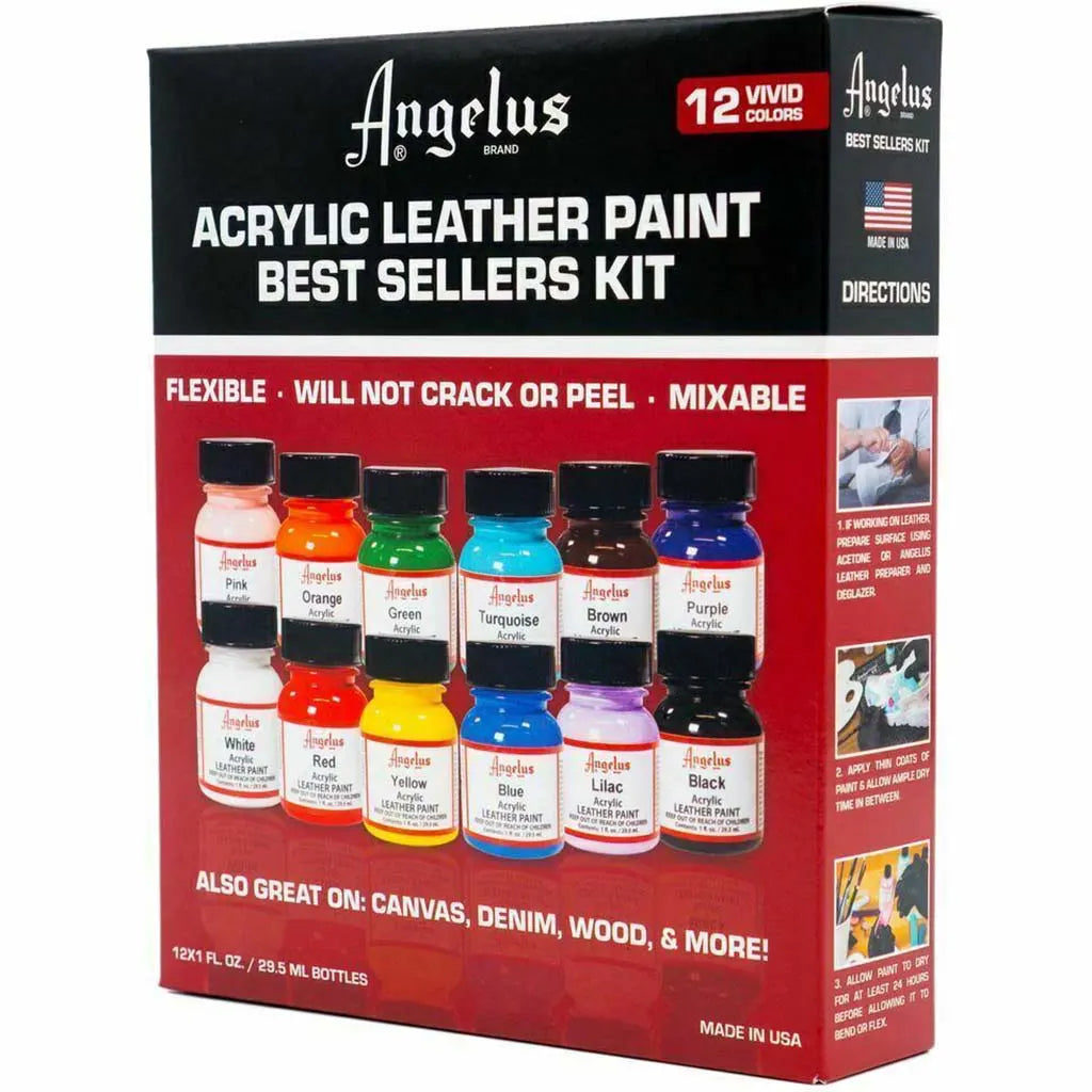 Angelus Leather Paint 1oz  Set of 12 Best Sellers