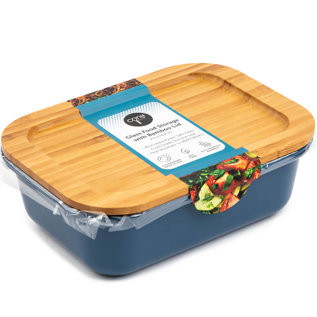 Concave Bamboo Colored Glass Container, 21oz