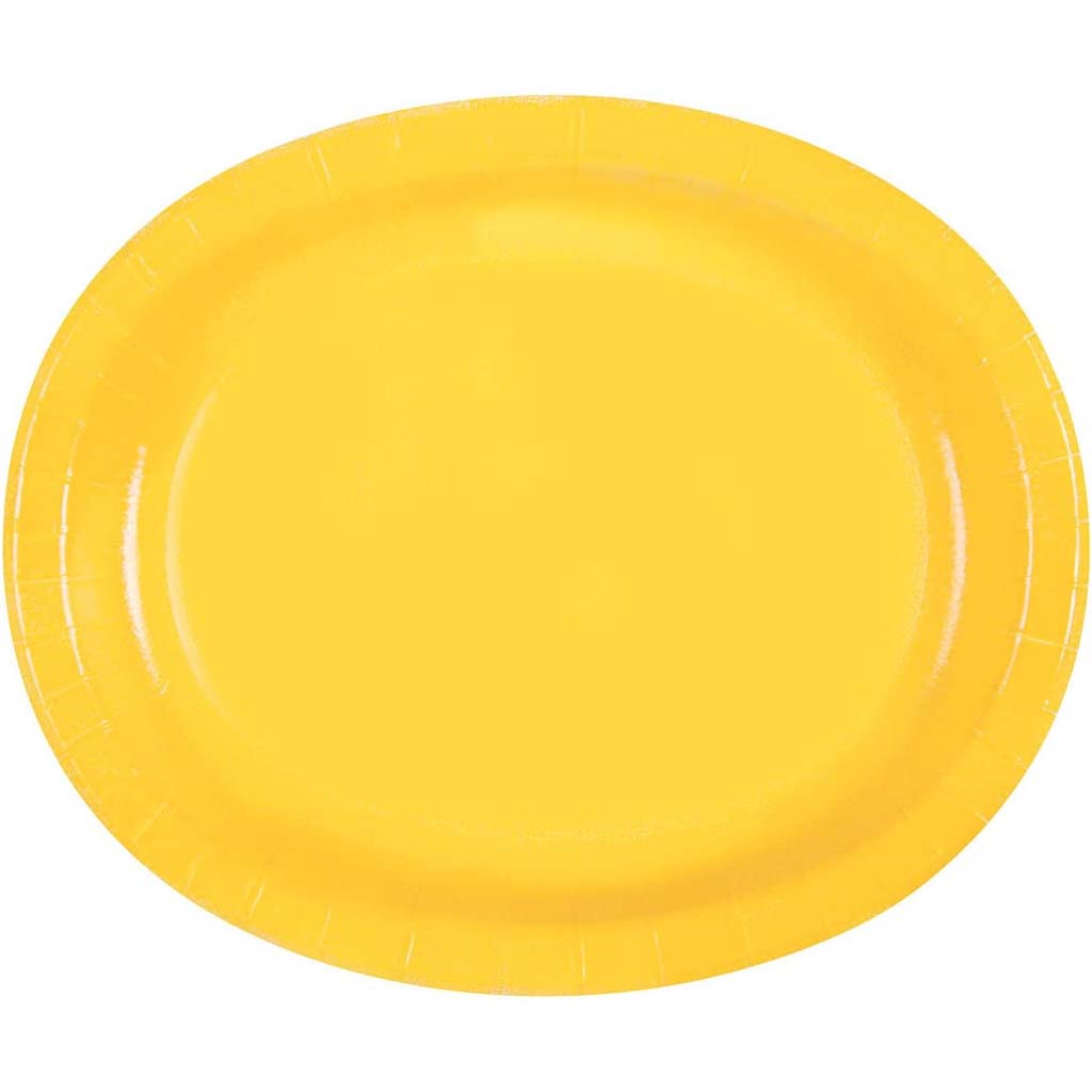 Neon Yellow Oval Plates 8ct