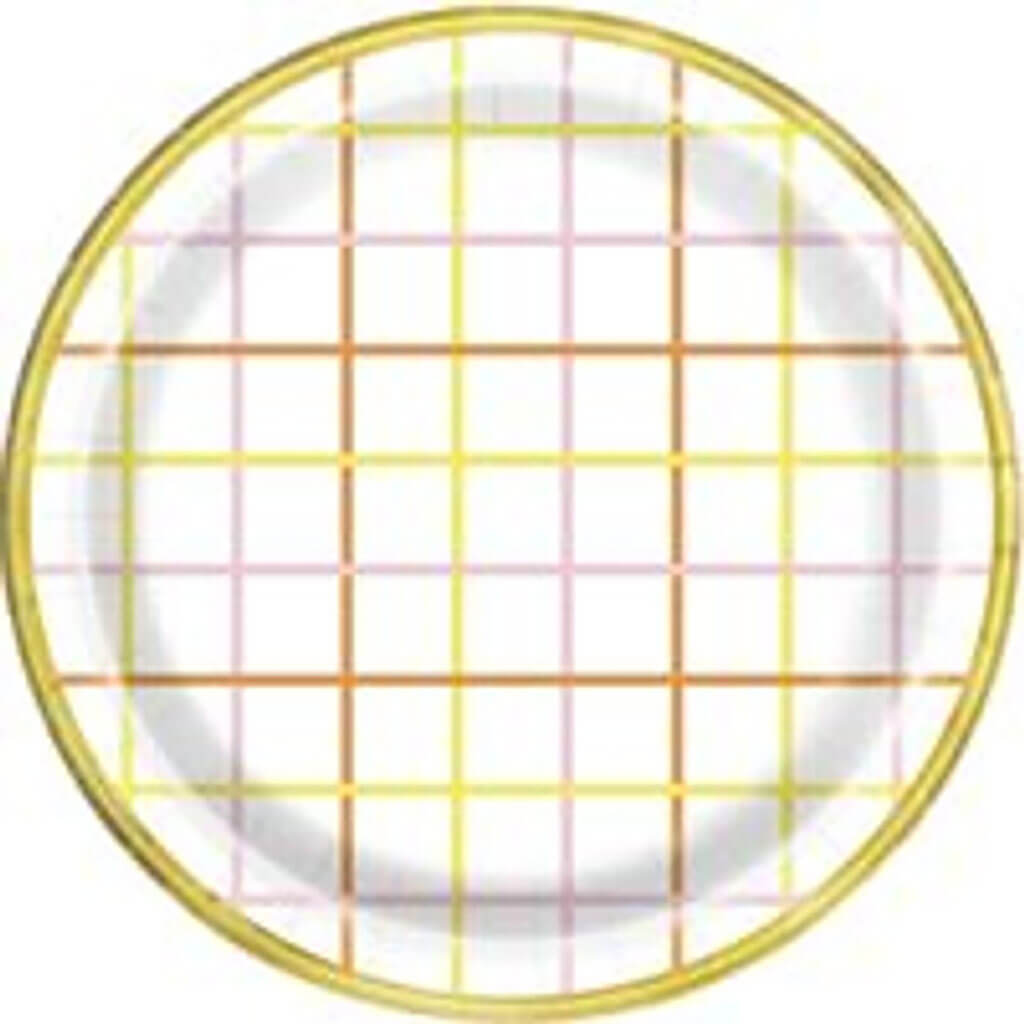 Spring Daisy Plaid Dinner Plates 9in, 10ct