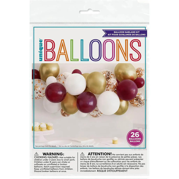 Maroon, White, and Gold Balloon Arch Kit