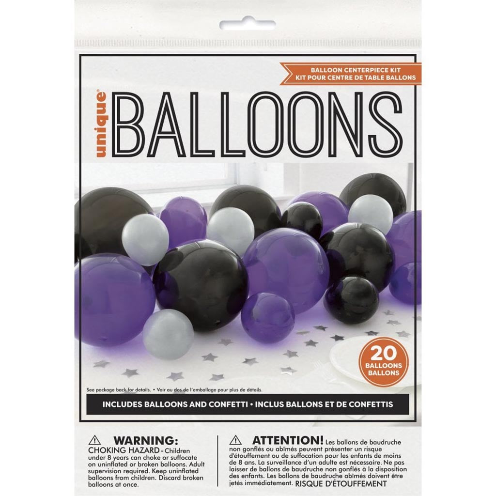 Black/Purple/Silver Pearlized Balloon Garland Balloon Kit