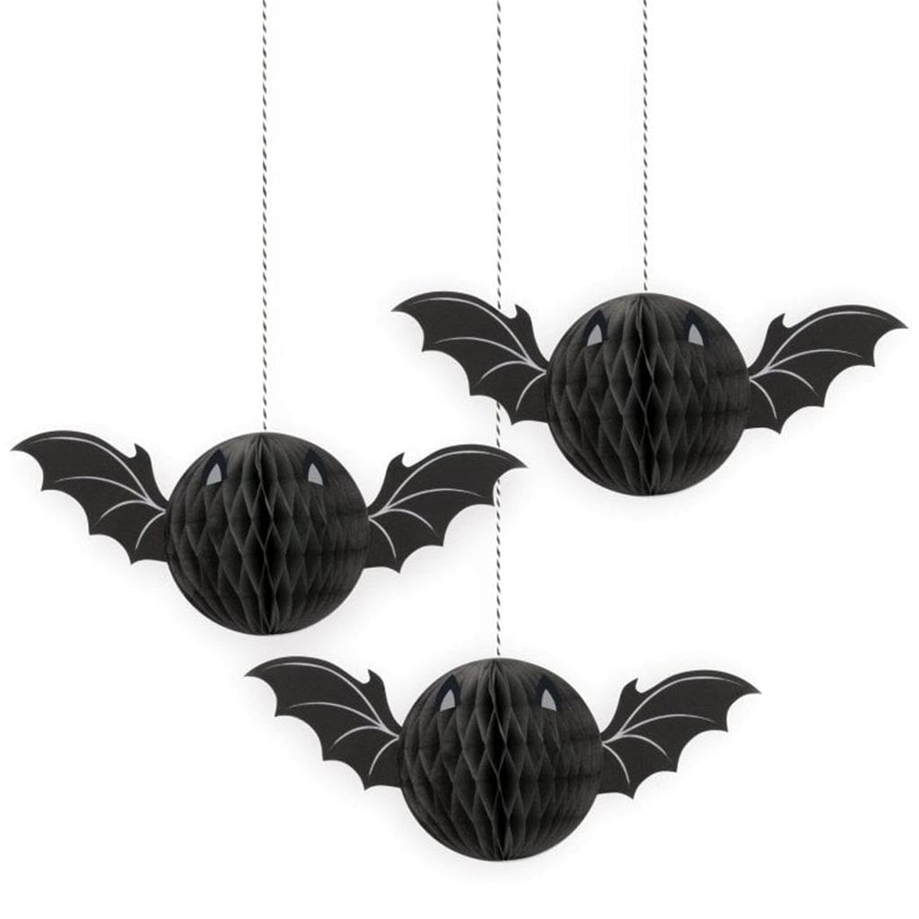 Bat Hanging Honeycomb Decoration, 3pc