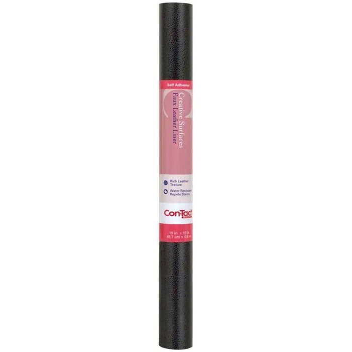Con-Tact Non Adhesive Shelf Liner Faux Leather Black, 18in x 15ft
