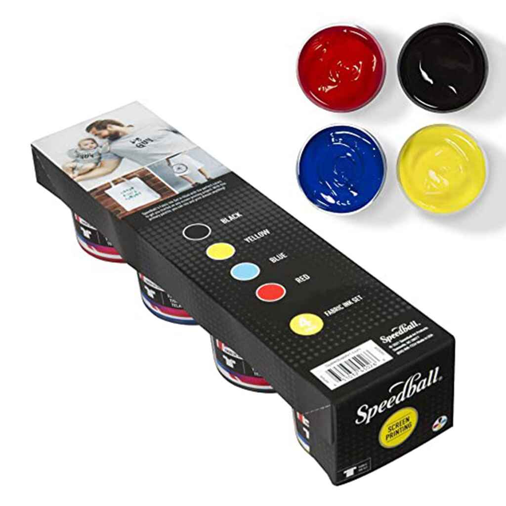 Fabric Screen Printing Ink Set of 4, Basic Colors 4oz