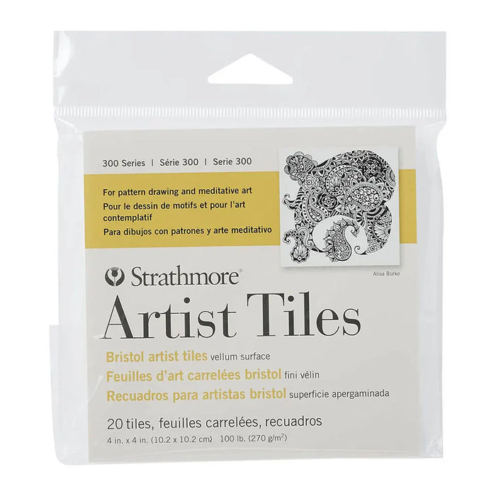 Artist Tiles Bristol Vellum, 4inx4in - 300 Series, 20 Shts./Pkg.