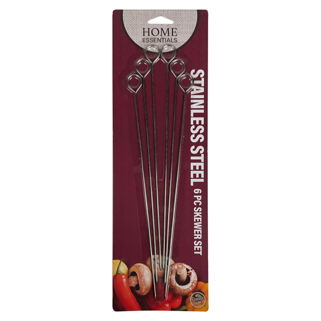 Stainless Steel 6pc Skewer Set, 11.5in