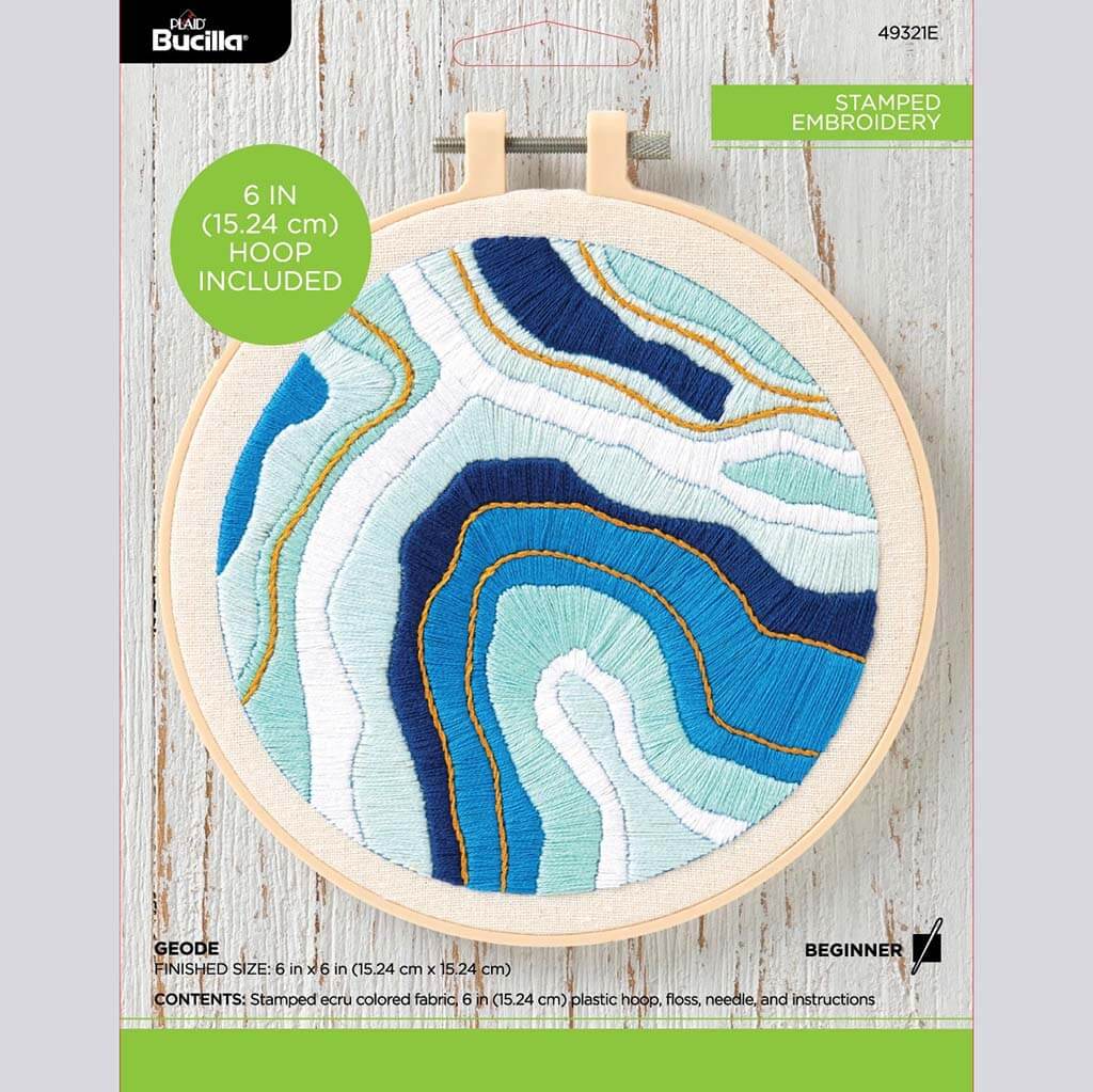 Bucilla Stamped Embroidery Kit 6in Round, Geode