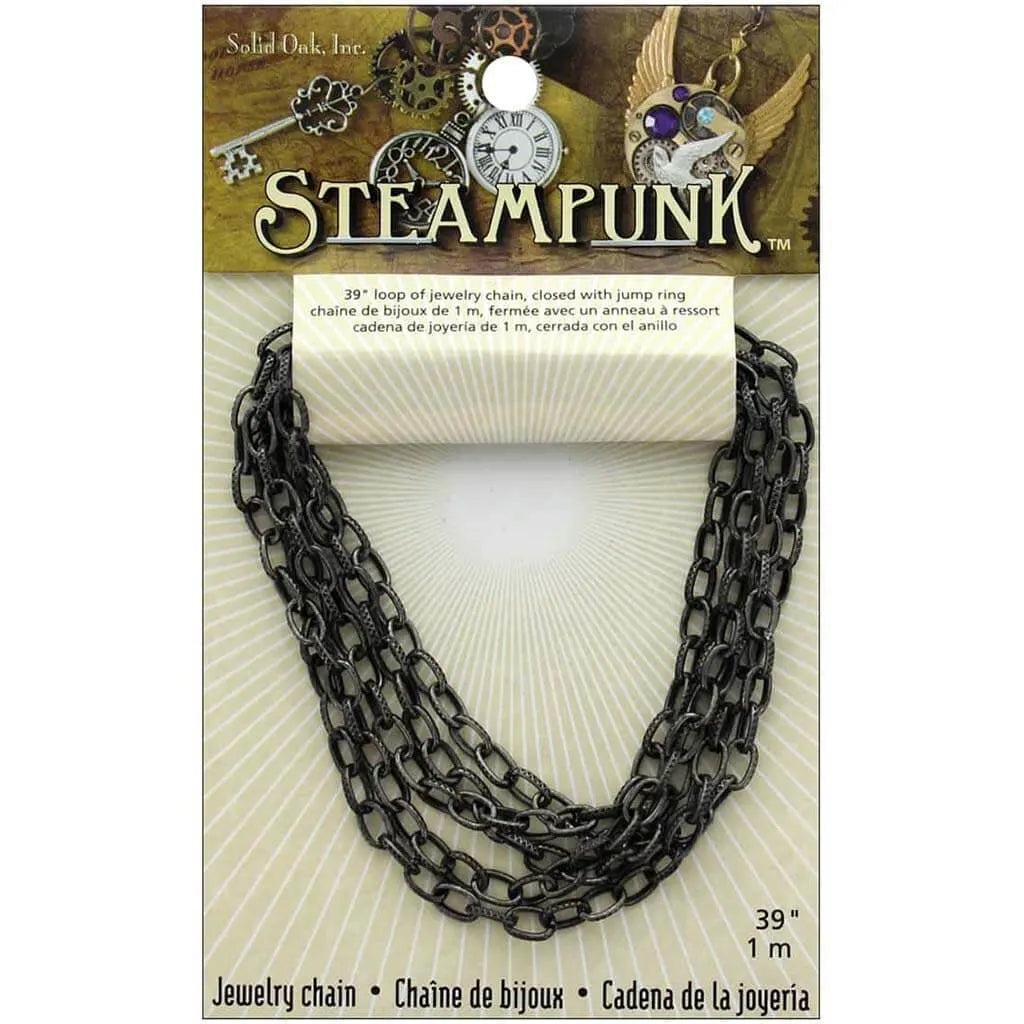 Steampunk Metal Chain 39"-Antique Silver Style A