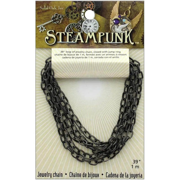 Steampunk Metal Chain 39"-Antique Silver Style A
