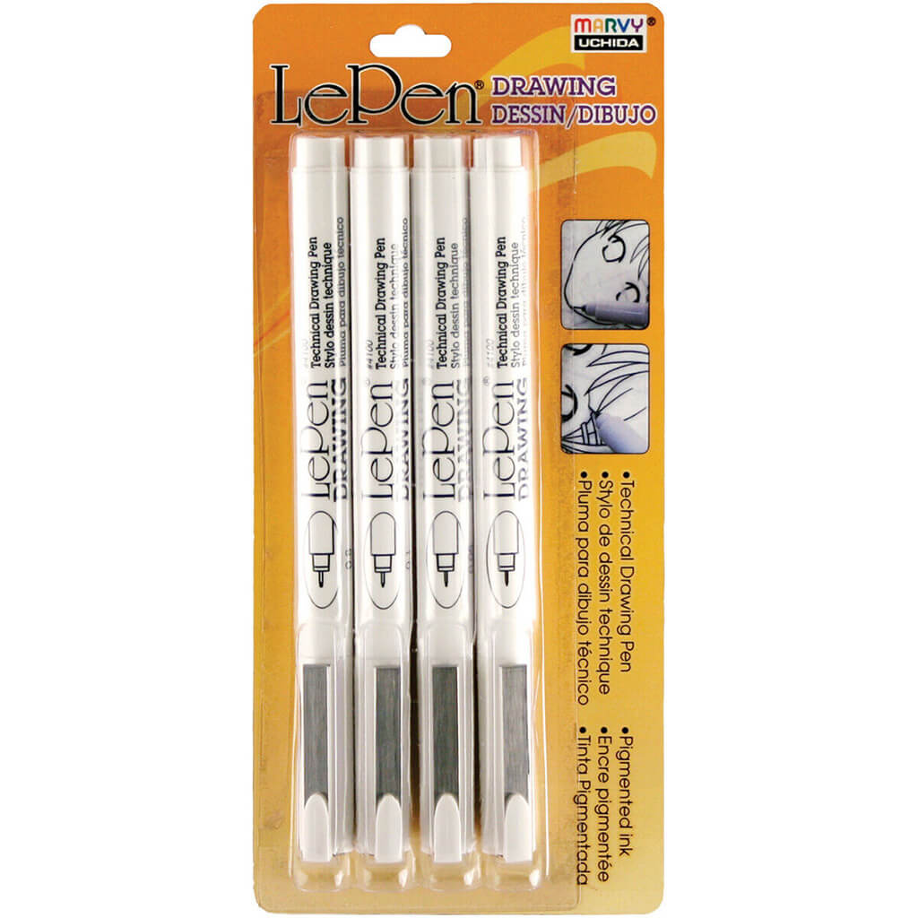 Le Pen Technical Drawing Set Black 4pc