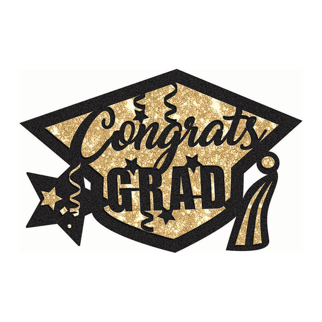 Graduation Felt Diamond Decor Silver