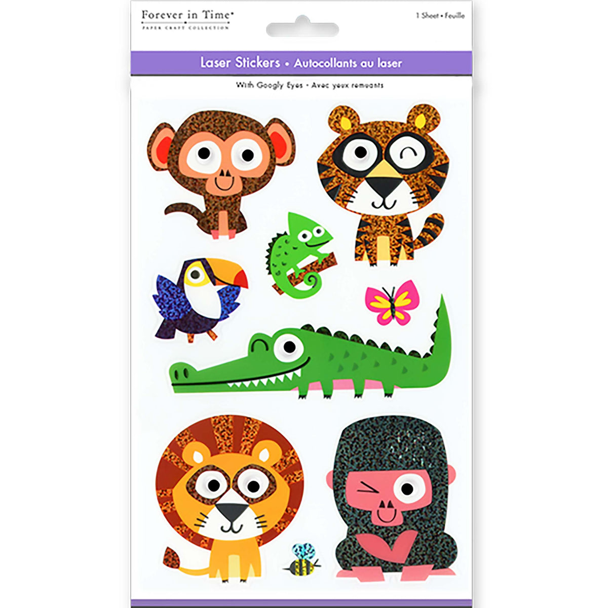 Paper Craft Sticker 5.5in x 8.25in Googly-Eyed Pals Laser Effect-Wild Things