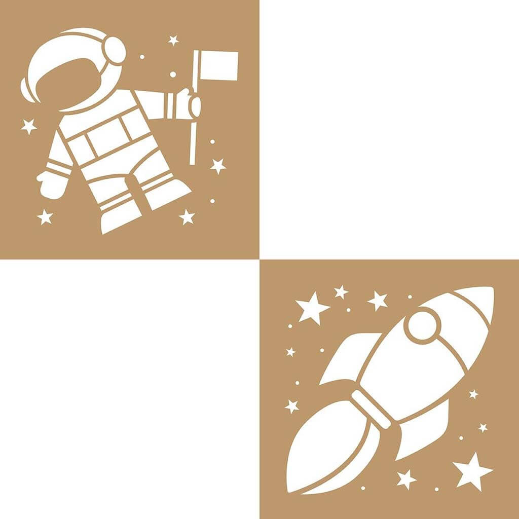 Decoart Value Kraft Stencils 8in x 8in 2pc, Space Explorer