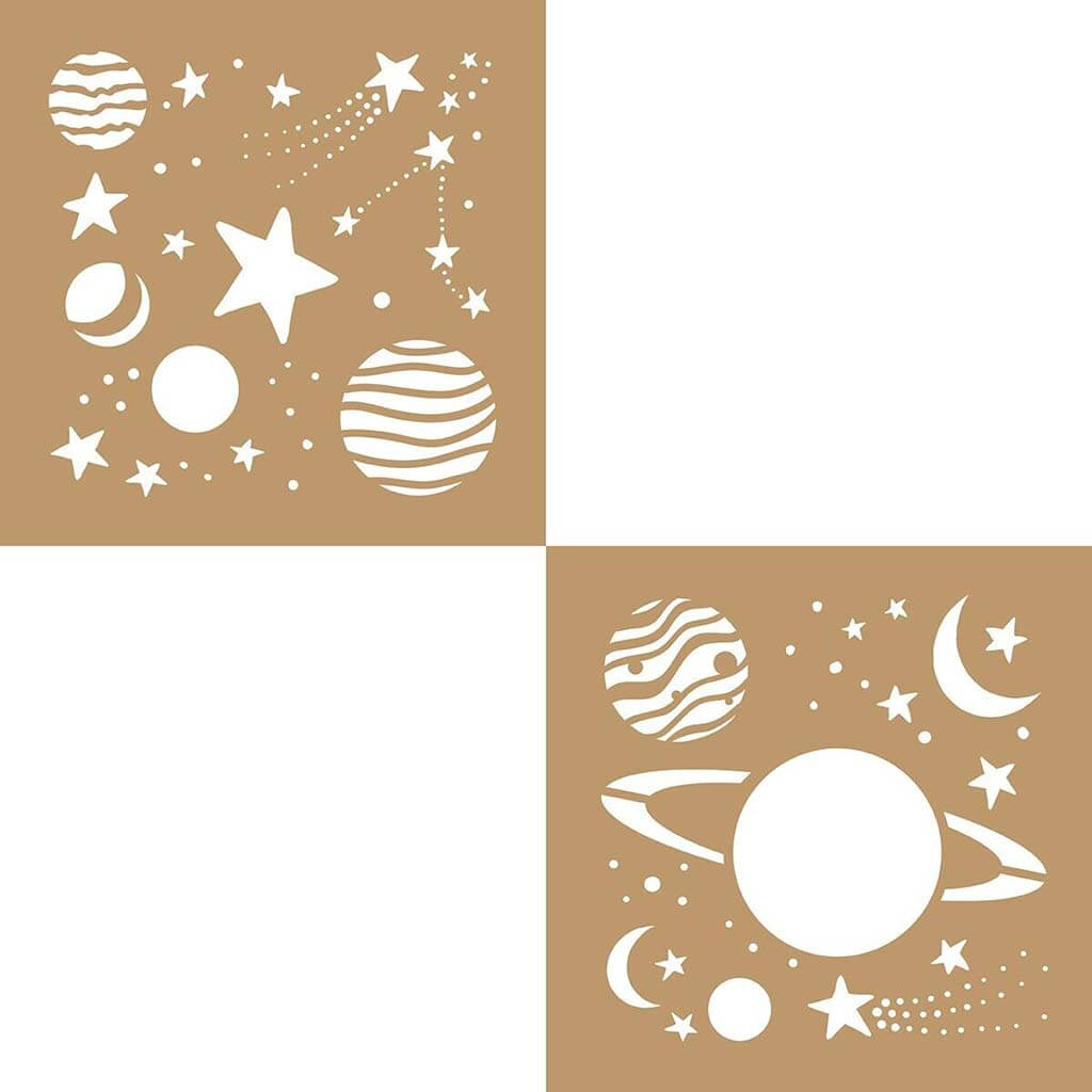 Decoart Value Kraft Stencils 8in x 8in 2pc, Planets