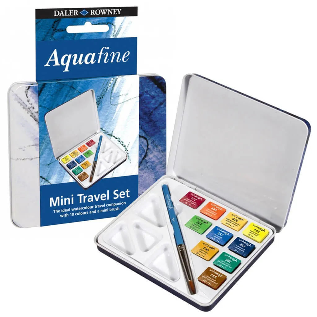 Daler-Rowney Aquafine 10pc Mini Watercolor Travel Set