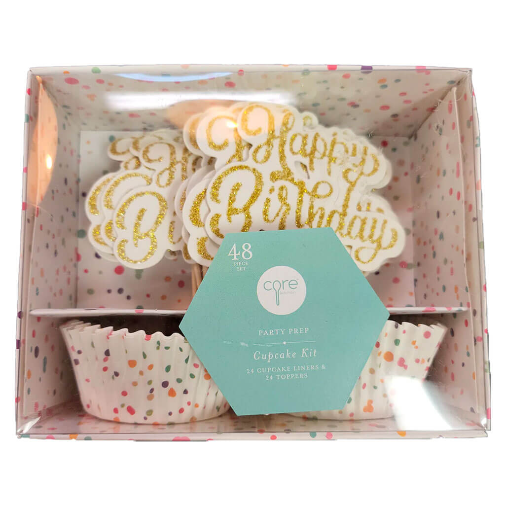 Cupcake Liner and Topper Set Happy Birthday, Set of 48