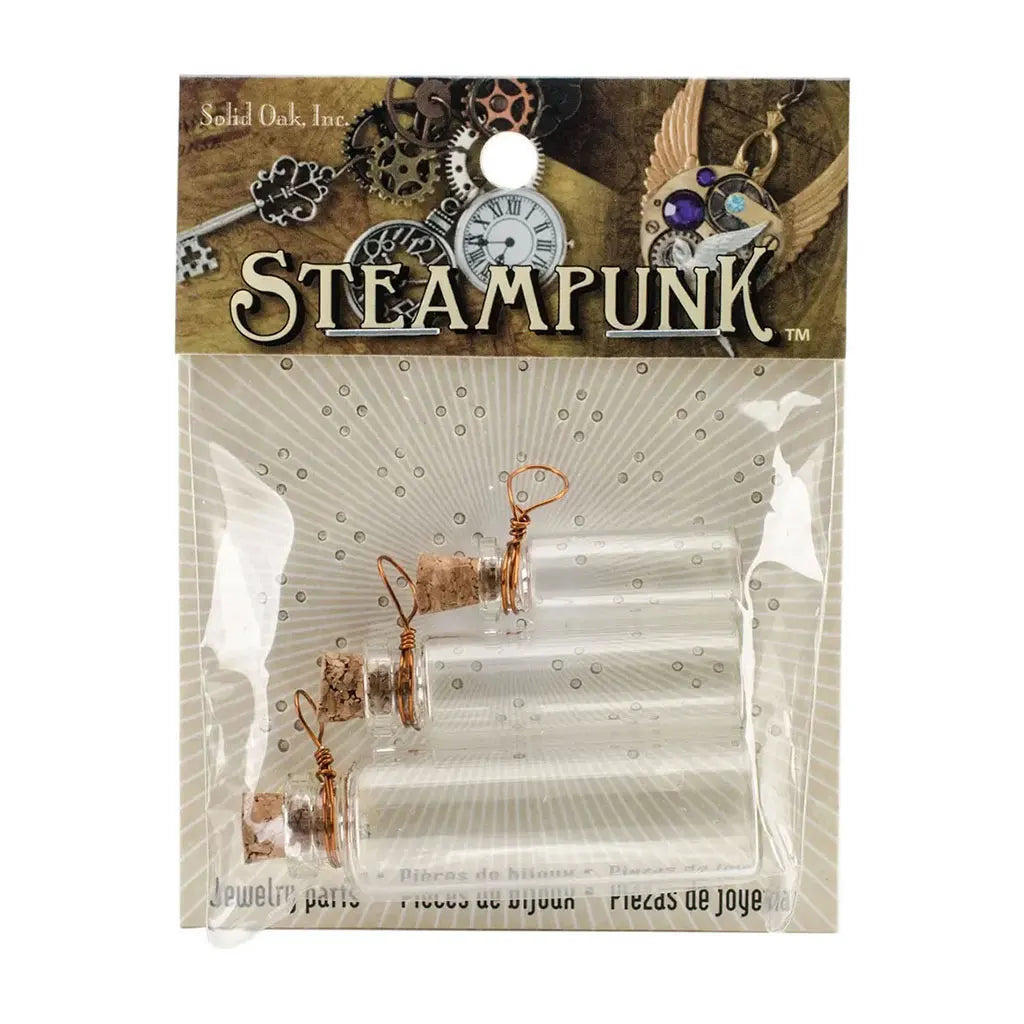 Steampunk Glass Accents 3pk Laboratory Bottles