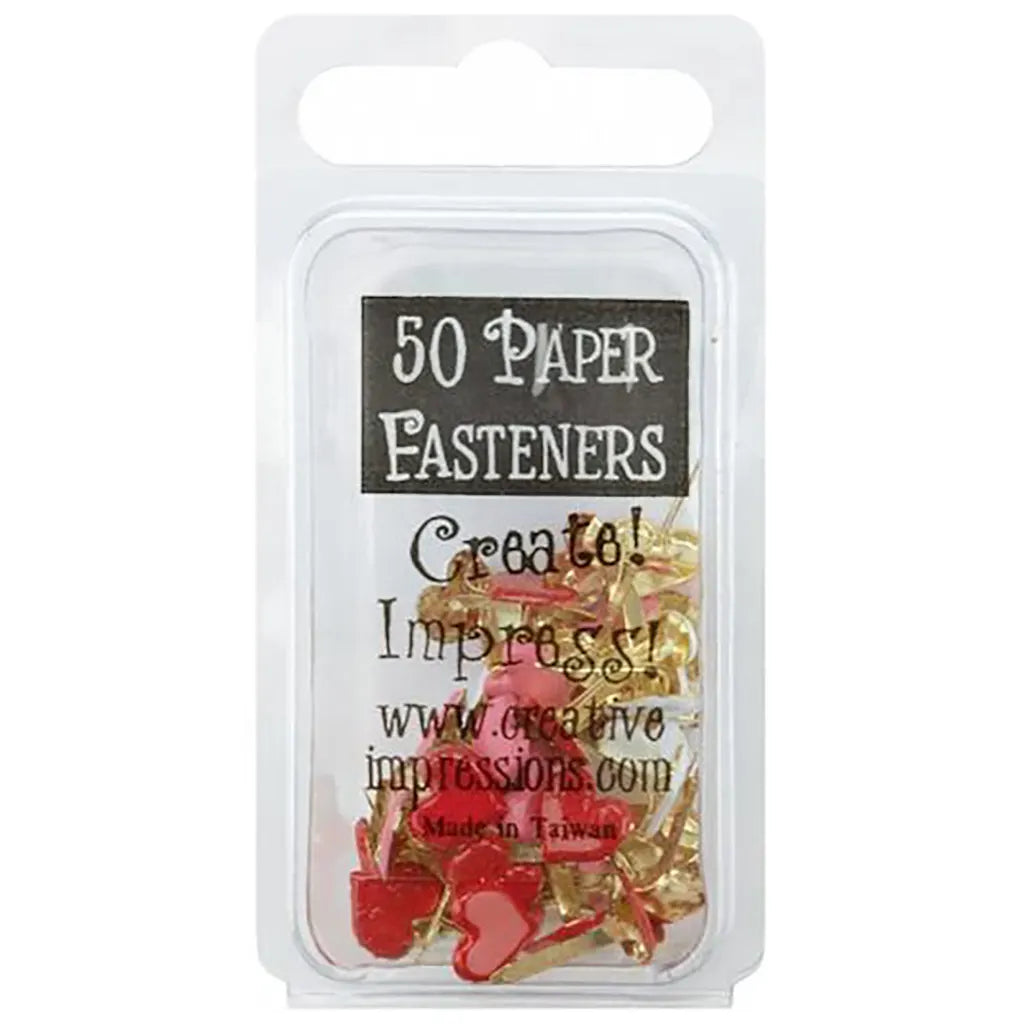 Paper Fastener Shaped-Metallic Red heart