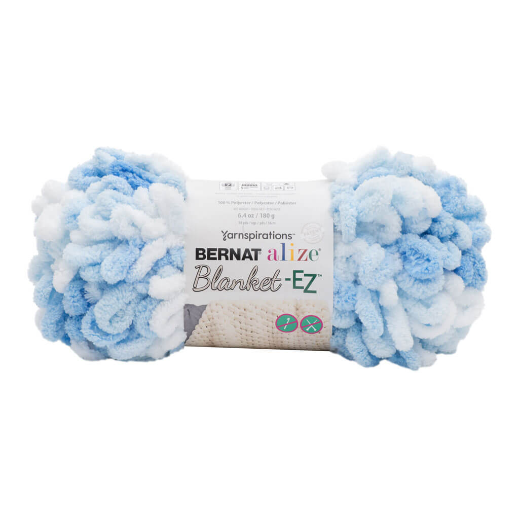 Bernat Alize Blanket-EZ Yarn, White Blue