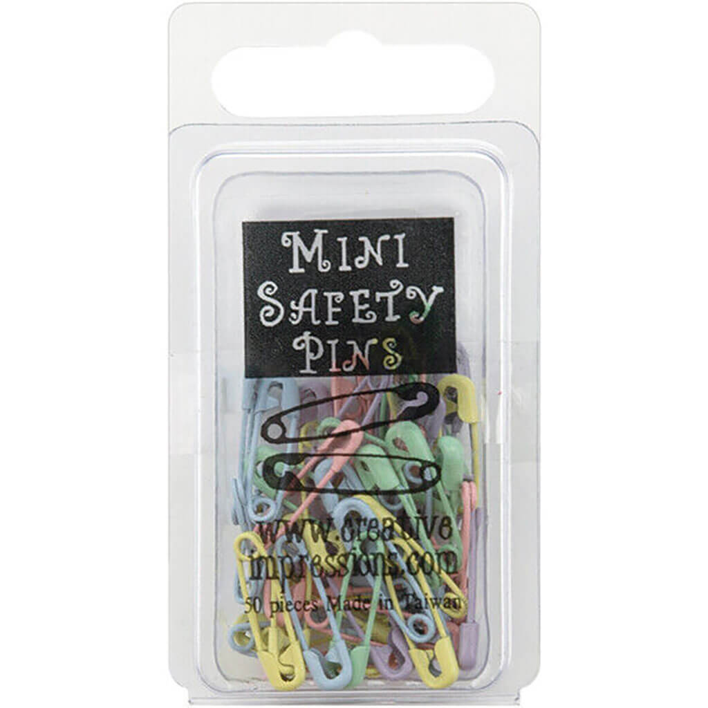 Mini Safety Pin Pastel Asstorted 0.75in, 50Pk