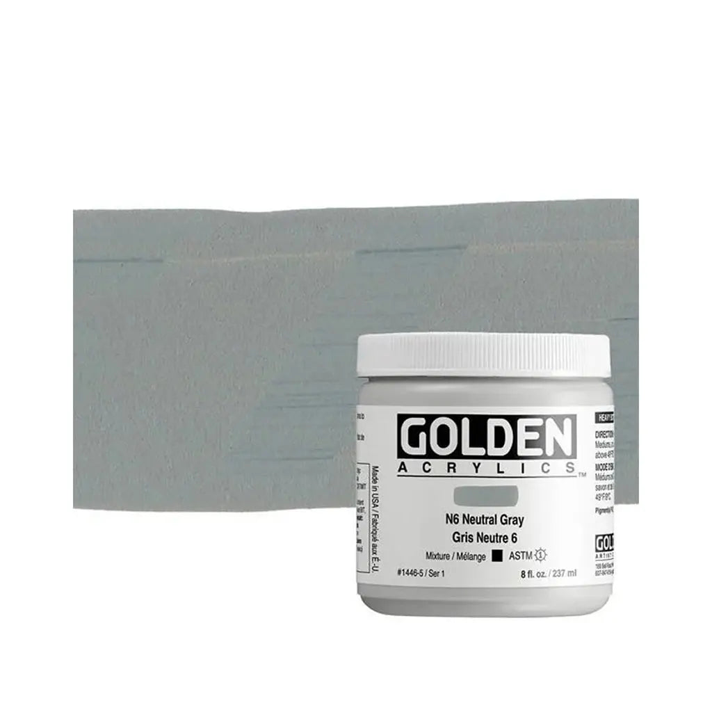 Golden Heavy Body Acrylic 8oz N6 Neutral Gray S1