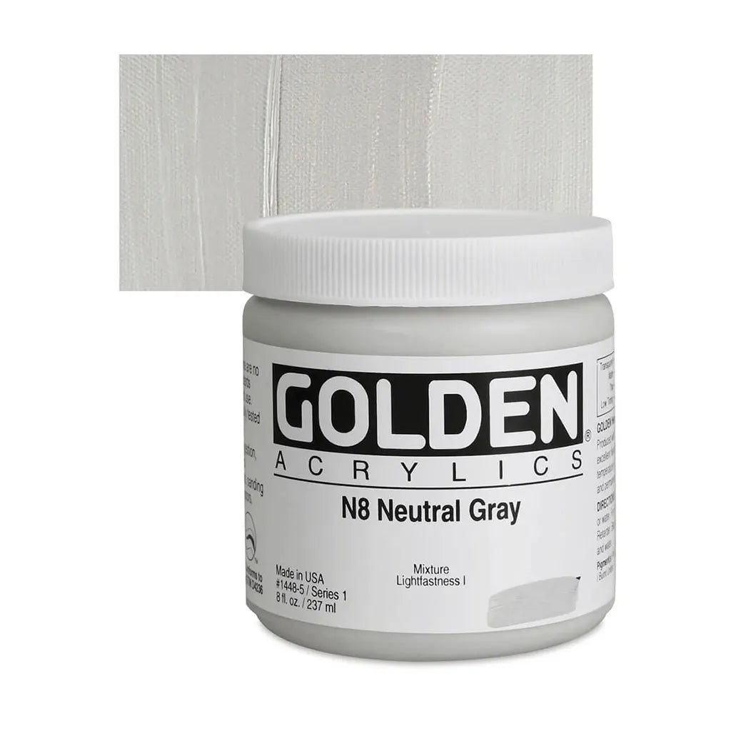Golden Heavy Body Acrylic 8oz N8 Neutral Gray S1