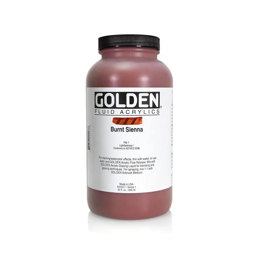 Golden Fluid Acrylic 32oz Burnt Sienna S1