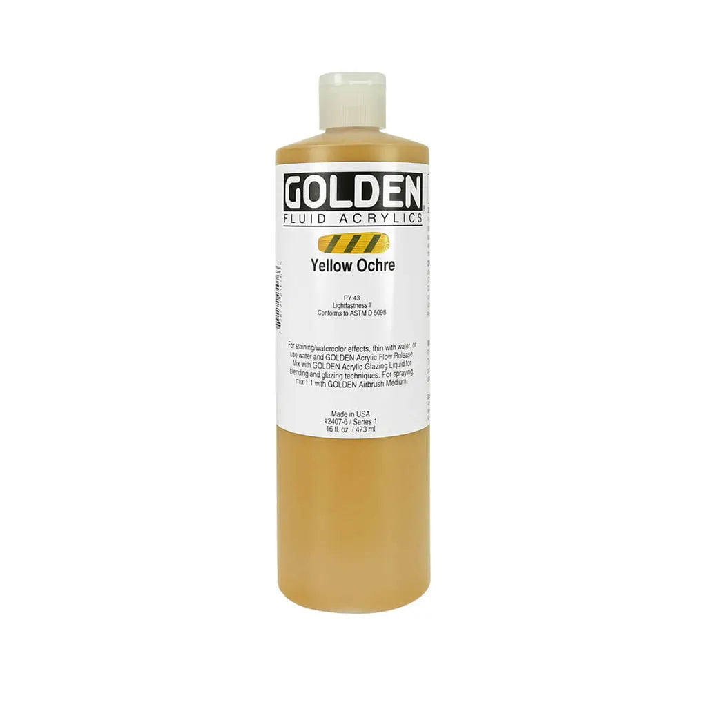 Golden Fluid Acrylic 16oz Yellow Ochre S1