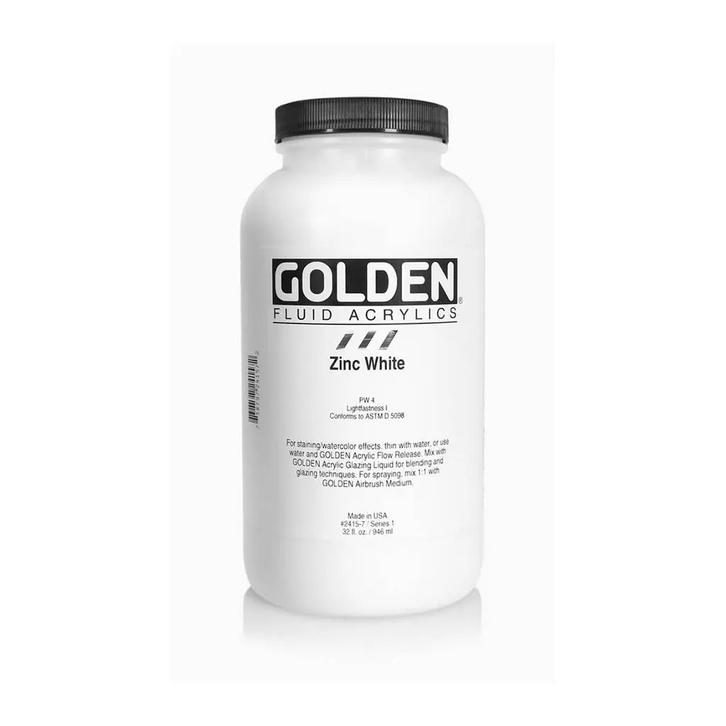 Golden Fluid Acrylic 32oz Zinc White S1