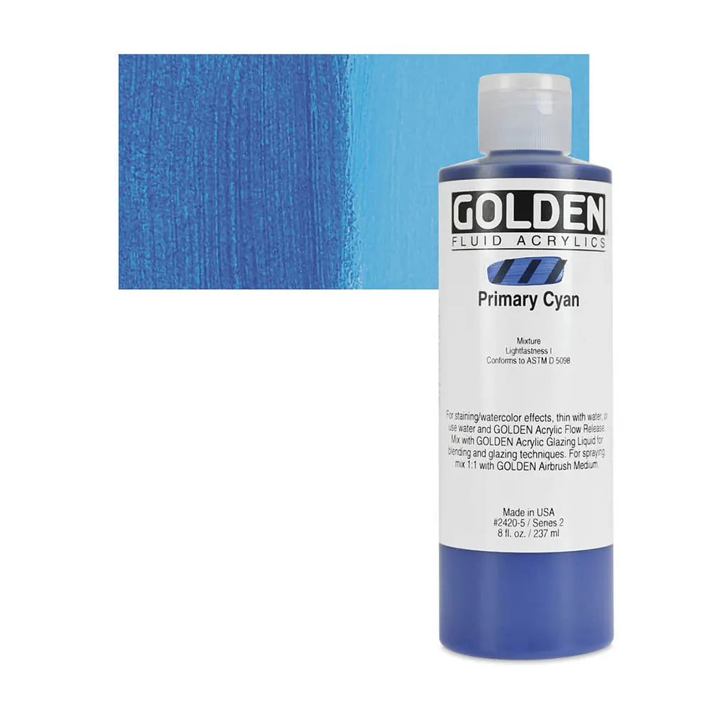 Golden Fluid Acrylic 8oz Primary Cyan S2