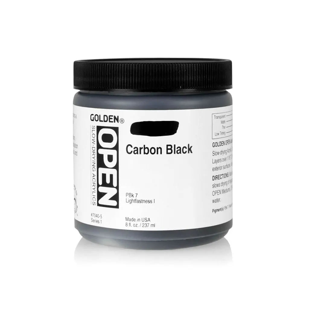 Golden OPEN Slow-Drying Acrylic Paint 8oz Carbon Black S1