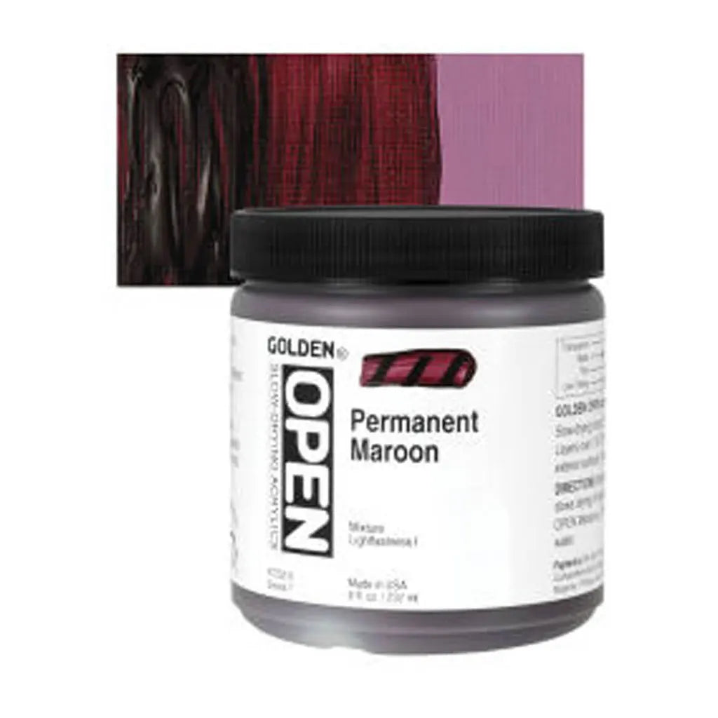 Golden OPEN Slow-Drying Acrylic Paint 8oz Permanent Maroon S7