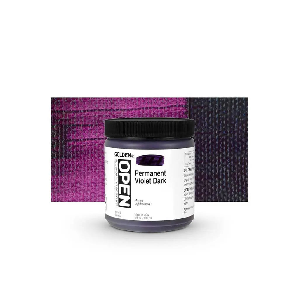 Golden OPEN Slow-Drying Acrylic Paint 8oz Permanent Violet Dark S7
