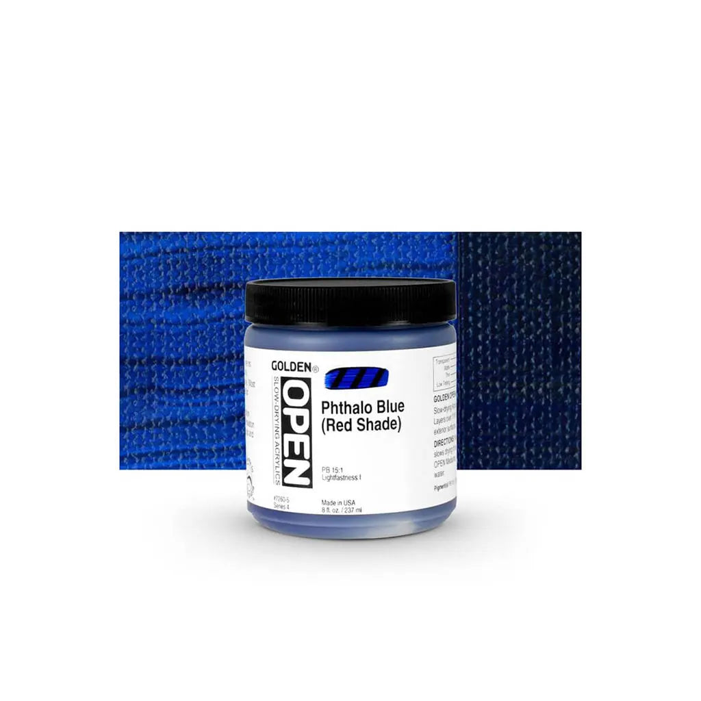 Golden OPEN Slow-Drying Acrylic Paint 8oz Phthalo Blue / (Red Shade) S4