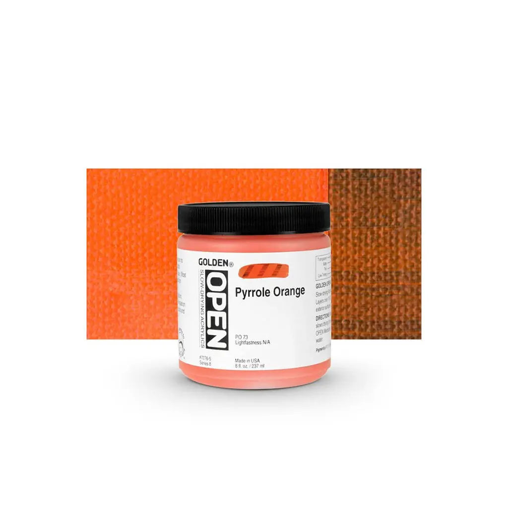 Golden OPEN Slow-Drying Acrylic Paint 8oz Pyrrole Orange S8