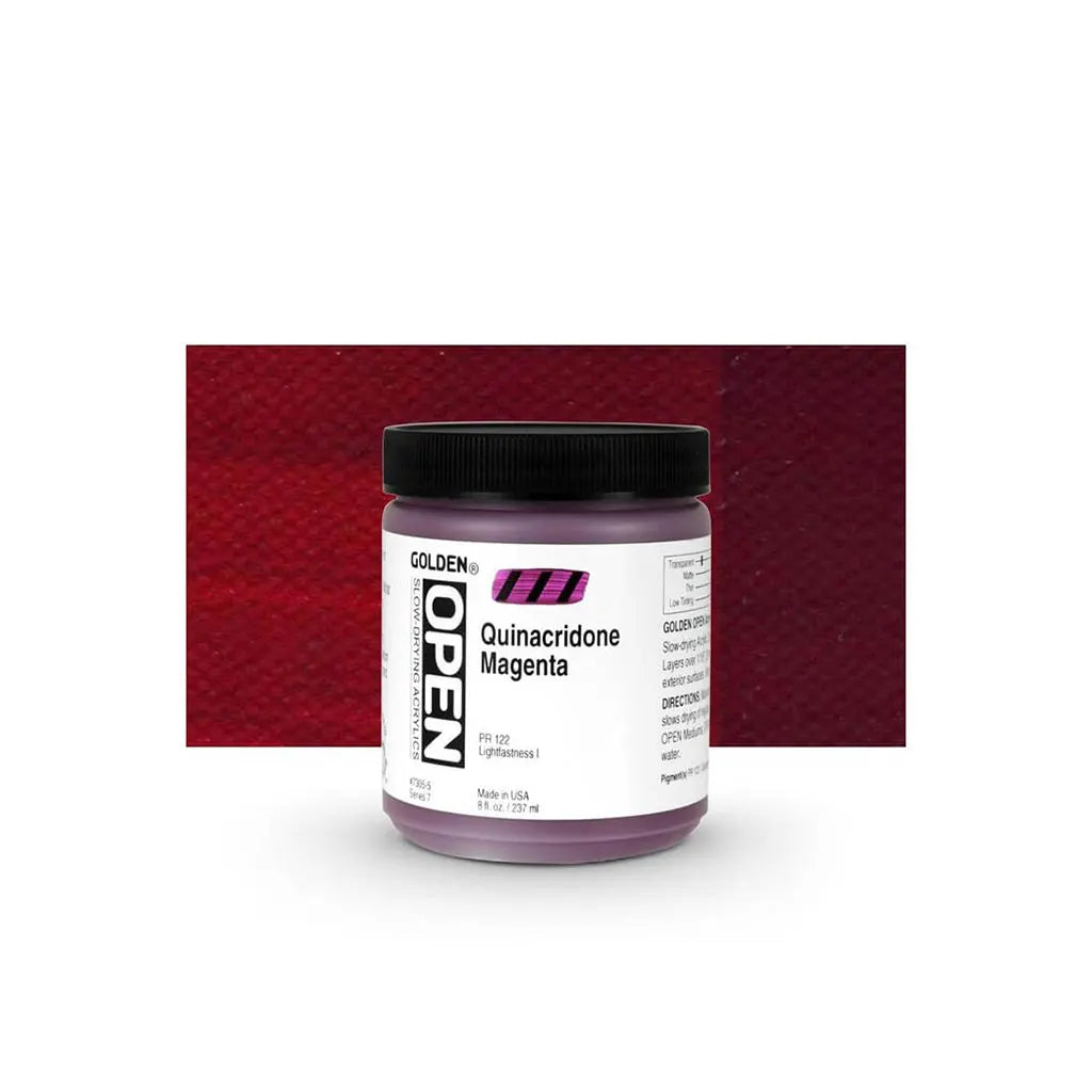 Golden OPEN Slow-Drying Acrylic Paint 8oz Quinacridone Magenta S7