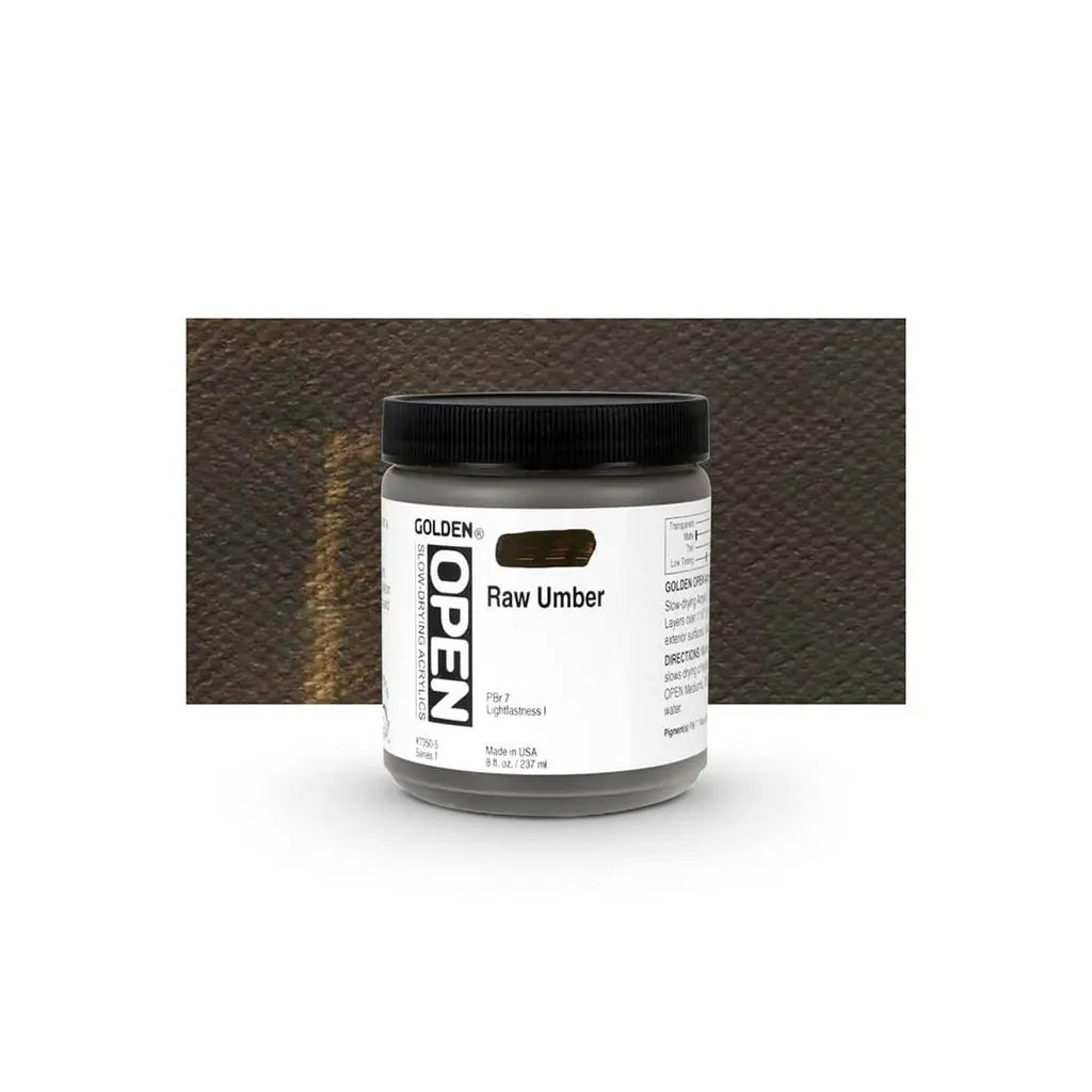 Golden OPEN Slow-Drying Acrylic Paint 8oz Raw Umber S1