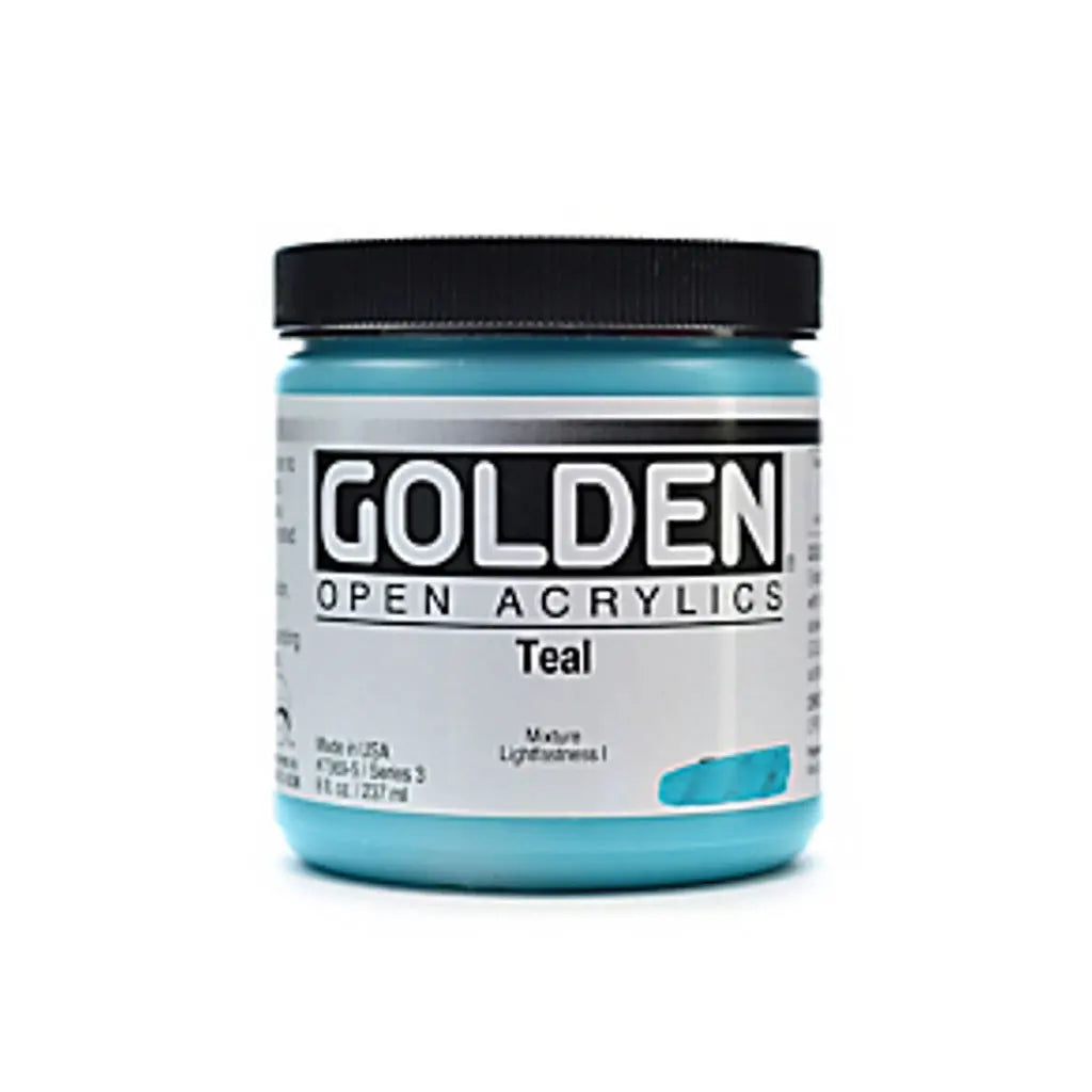 Golden OPEN Slow-Drying Acrylic Paint 8oz Teal S3