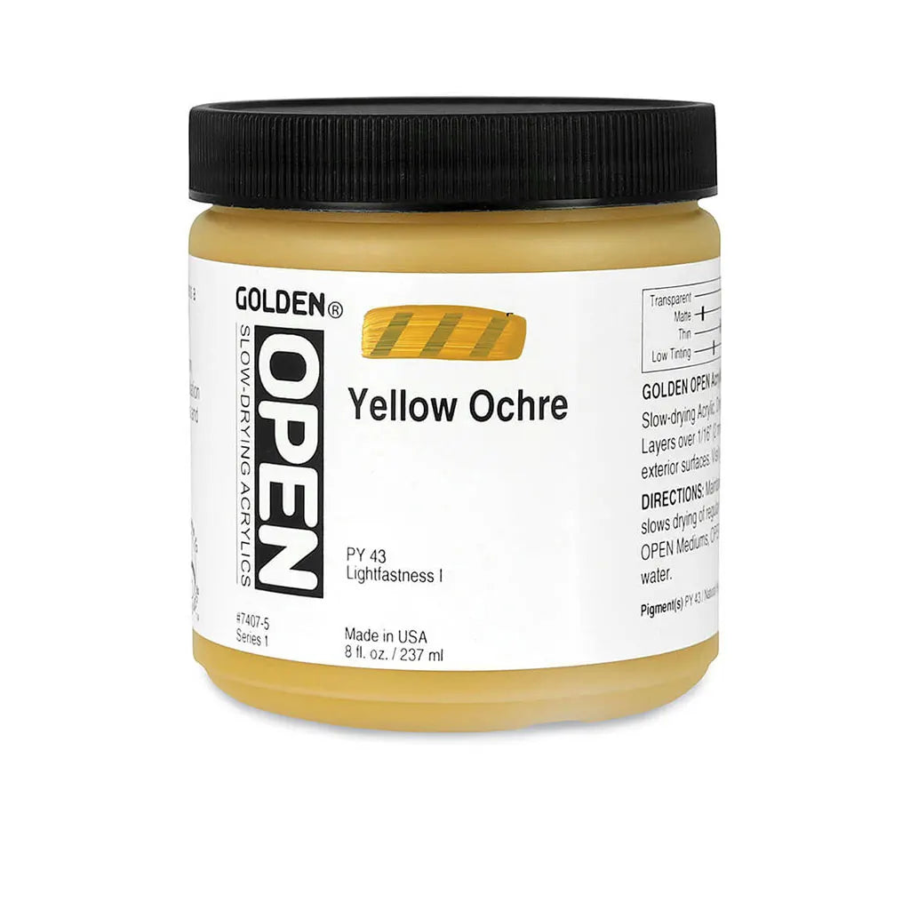 Golden OPEN Slow-Drying Acrylic Paint 8oz Yellow Ochre S1